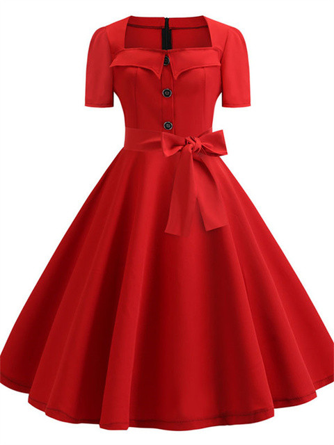 2023 New Retro Polka Dot Dress for Women Summer Square Collar Elegant Harajuku Vintage Dress 50s Pin Up Rockabilly Vestidos Robe
