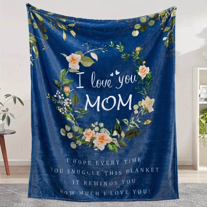 1pc Flannel Blanket, I Love You Mom Blanket, Mom Gifts, Birthday Gifts For Mom, Warm Cozy Soft Throw Blanket For Couch Bed Sofa
