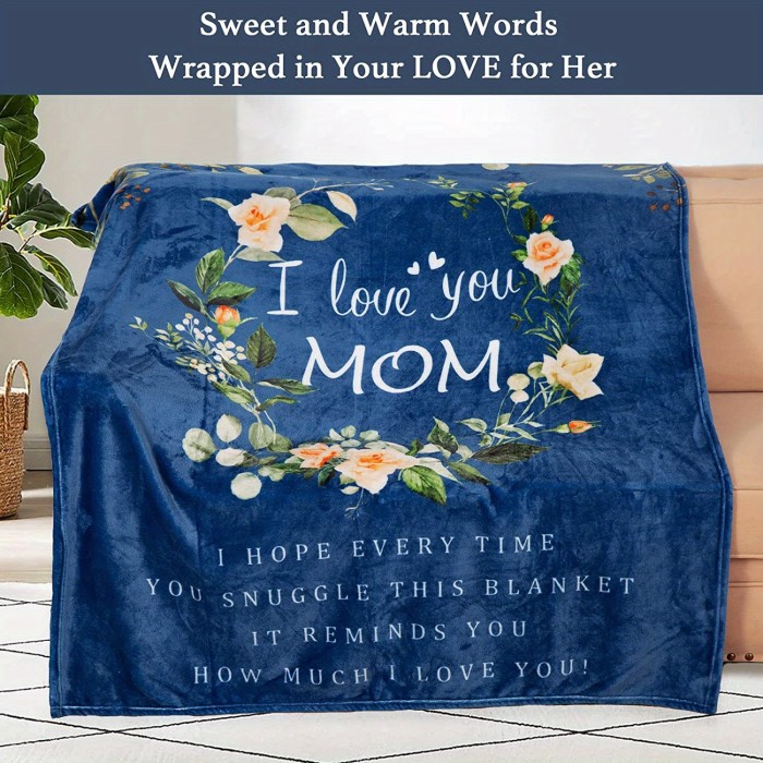 1pc Flannel Blanket, I Love You Mom Blanket, Mom Gifts, Birthday Gifts For Mom, Warm Cozy Soft Throw Blanket For Couch Bed Sofa