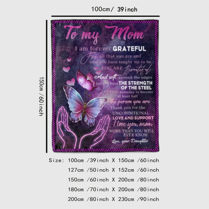 1pc Flannel Blanket, To My Daughter From Mom Butterfly Blanket, Warm Cozy Soft Throw Blanket For Couch, Bed, Sofa