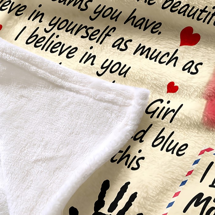 1pc Message Print Blanket, Flannel Towel Quilt, To My Daughter Blanket From Mom & Dad, Flannel Throw Blanket