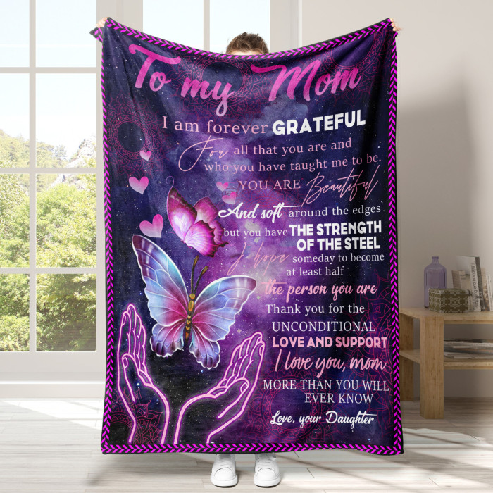 1pc Flannel Blanket, To My Daughter From Mom Butterfly Blanket, Warm Cozy Soft Throw Blanket For Couch, Bed, Sofa