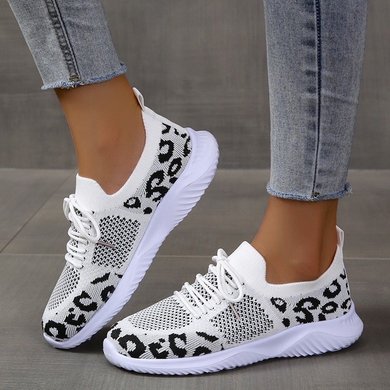 Women's Tennis Shoes 2023 New Leopard Breathable Lace Up Sport Sneakers Female Walking Running Casual Sneaker Zapatillas Mujer