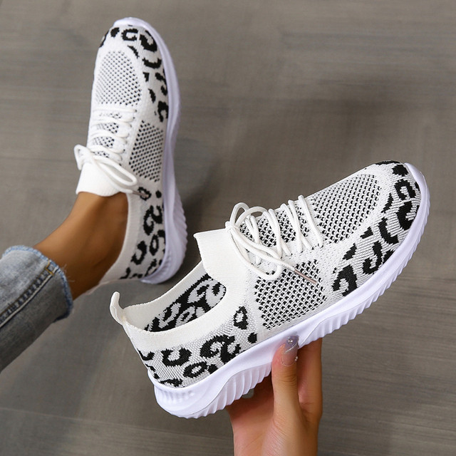 Women's Tennis Shoes 2023 New Leopard Breathable Lace Up Sport Sneakers Female Walking Running Casual Sneaker Zapatillas Mujer