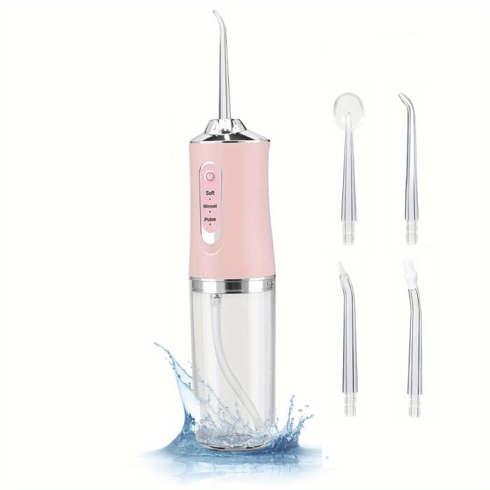 4 In 1 Water Flosser For Teeth, Cordless Water Flossers Oral Irrigator With DIY Mode 4 Jet Tips, Tooth Flosser, Portable And Rechargeable For Home Travel, For Men And Women Daily Teeth Care, Ideal For Gift, Father Day Gift