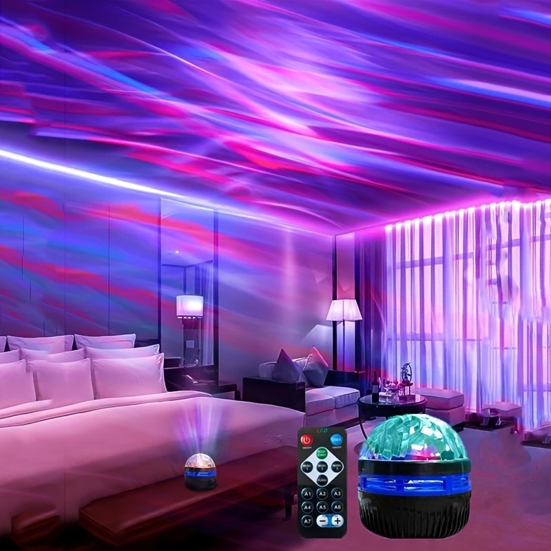 1pc Starry Projector Light With 7 Color Patterns & Remote Control, Multifunctional Polar Projector Night Light For Bedroom Atmosphere