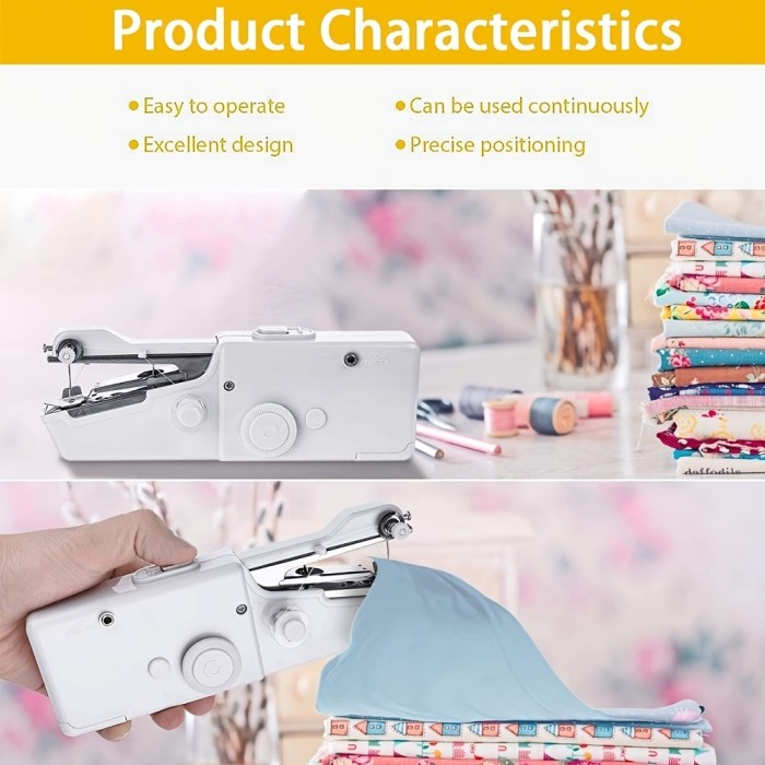 1pc Handheld Sewing Machine Mini Sewing Machines, Portable Sewing Machine Quick Handheld Stitch Tool For Fabric, Kids Cloth, Clothing - 2 Coils Color Random (Battery Not Included)