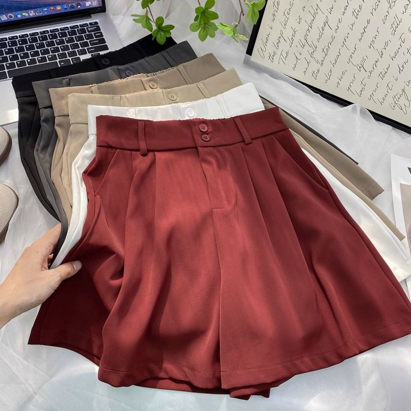 Stay Cool in Style High-Waisted Ice Silk Suit Shorts for Effortless Summer Chic