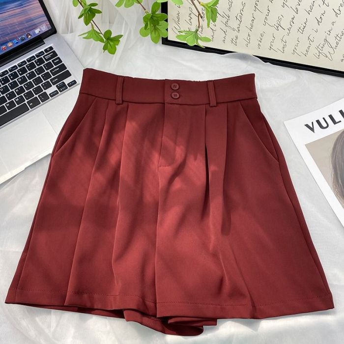 Stay Cool in Style High-Waisted Ice Silk Suit Shorts for Effortless Summer Chic