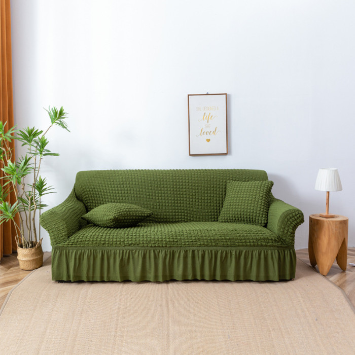 1pc Stretch Sofa Slipcover, Easy Fitted Sofa Couch Cover With Skirt, Durable Washable Universal High Elastic Furniture Protector