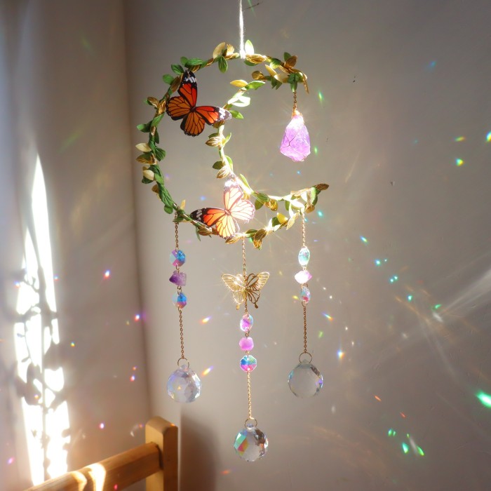 1pc Crystal Sun Catcher, Moon Wind Chime Pendant For Wedding Party Home Decoration Car Hanging Hanging Ornament Suncatcher, Photo Props, Outdoor Decor