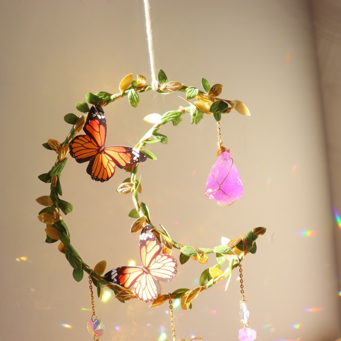 1pc Crystal Sun Catcher, Moon Wind Chime Pendant For Wedding Party Home Decoration Car Hanging Hanging Ornament Suncatcher, Photo Props, Outdoor Decor