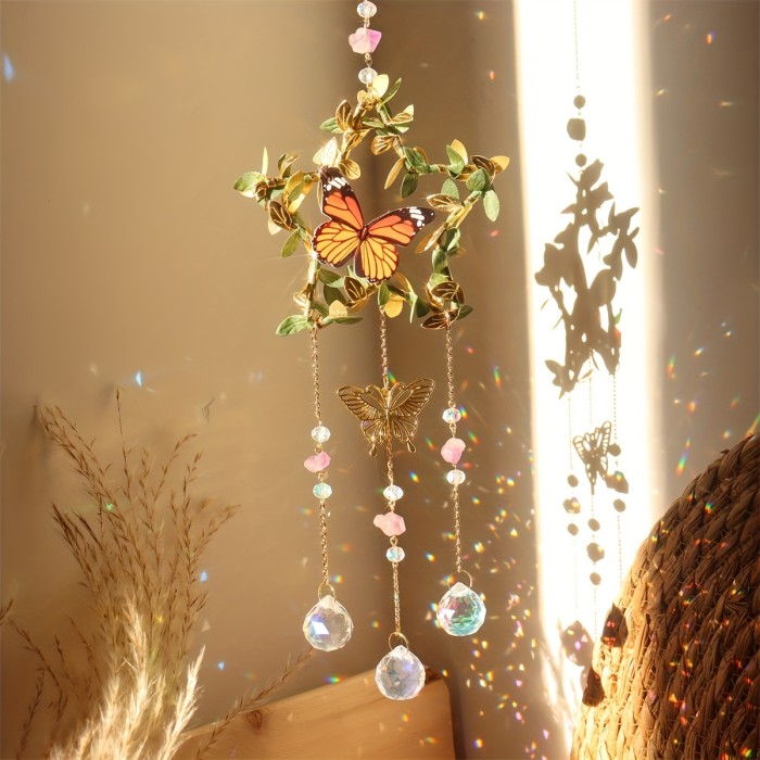 1pc Crystal Sun Catcher, Moon Wind Chime Pendant For Wedding Party Home Decoration Car Hanging Hanging Ornament Suncatcher, Photo Props, Outdoor Decor