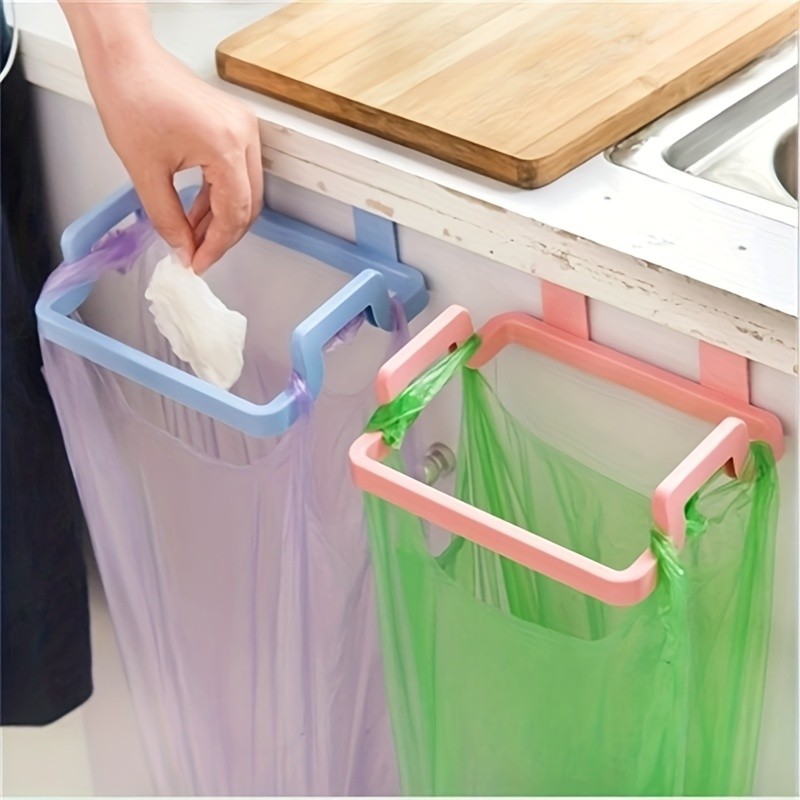 1pc Garbage Bag Holder, Door Back Plastic Bracket, Trash Storage Hanger, Rubbish Hanging Racks, Under Sink Garbage Bag Holder, Garbage Bag Holder