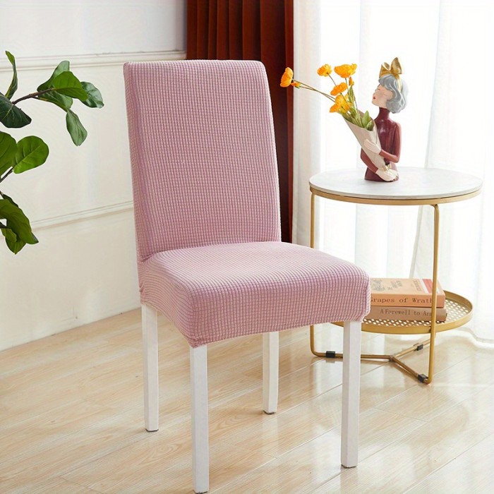 1pc Simple Modern Household Folding Jacquard Office Chair Cover With Flannelette Mesh Elastic Chair Cover, Dining Chair Seat Cover