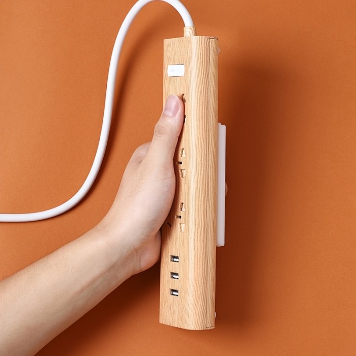 1pc Wall Mount Home Power Strip Fixator, Self Adhesive Power Strip Holder, Cable Management Punch Free Surge Protector, Desktop Mountable Plug-in Socket Fixer Bracket Stand, For WiFi Router Tissue Box