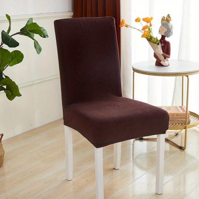 1pc Simple Modern Household Folding Jacquard Office Chair Cover With Flannelette Mesh Elastic Chair Cover, Dining Chair Seat Cover