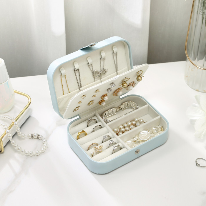 1pc Portable Jewelry Box, For Storing Jewelry, Ear Studs, Bracelets, Necklaces, Ring Storage Box