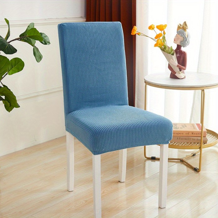 1pc Simple Modern Household Folding Jacquard Office Chair Cover With Flannelette Mesh Elastic Chair Cover, Dining Chair Seat Cover