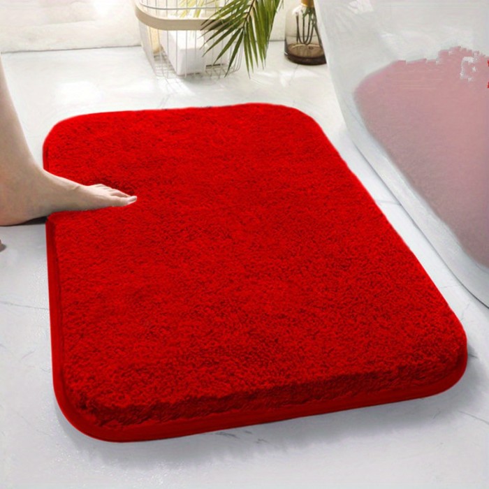 1pc Thick Plush Floor Mat, Soft And Comfortable Bathroom Carpet, Water Absorption And Anti-Slip Mat, Bathroom Door Mat, For Bedroom, Living Room, Kitchen, Bathroom