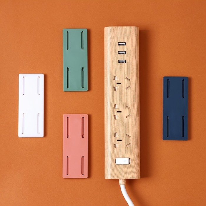 1pc Wall Mount Home Power Strip Fixator, Self Adhesive Power Strip Holder, Cable Management Punch Free Surge Protector, Desktop Mountable Plug-in Socket Fixer Bracket Stand, For WiFi Router Tissue Box