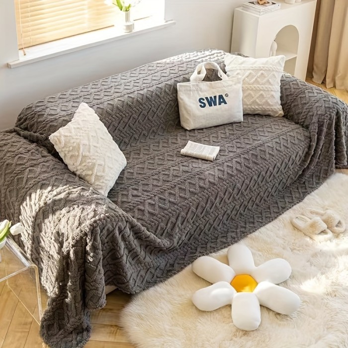1pc Thick Anti-Scratch Soft Cushion Cover, Plush Sofa Slipcovers, Home Decor