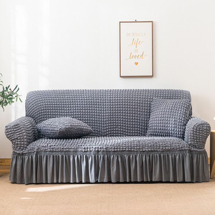 1pc Stretch Sofa Slipcover, Easy Fitted Sofa Couch Cover With Skirt, Durable Washable Universal High Elastic Furniture Protector
