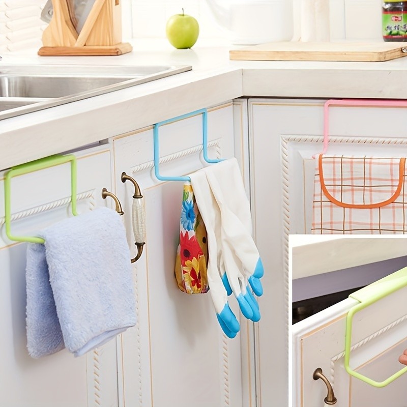 1pc Garbage Bag Holder, Door Back Plastic Bracket, Trash Storage Hanger