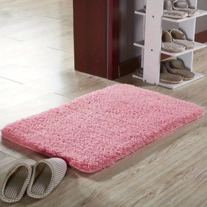 1pc Thick Plush Floor Mat, Soft And Comfortable Bathroom Carpet, Water Absorption And Anti-Slip Mat, Bathroom Door Mat, For Bedroom, Living Room, Kitchen, Bathroom