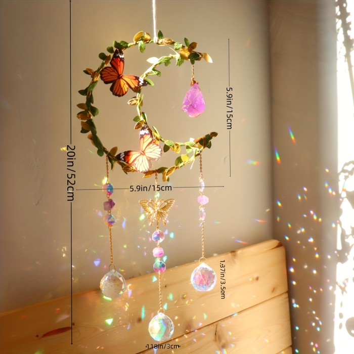 1pc Crystal Sun Catcher, Moon Wind Chime Pendant For Wedding Party Home Decoration Car Hanging Hanging Ornament Suncatcher, Photo Props, Outdoor Decor