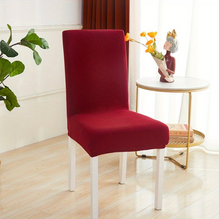 1pc Simple Modern Household Folding Jacquard Office Chair Cover With Flannelette Mesh Elastic Chair Cover, Dining Chair Seat Cover