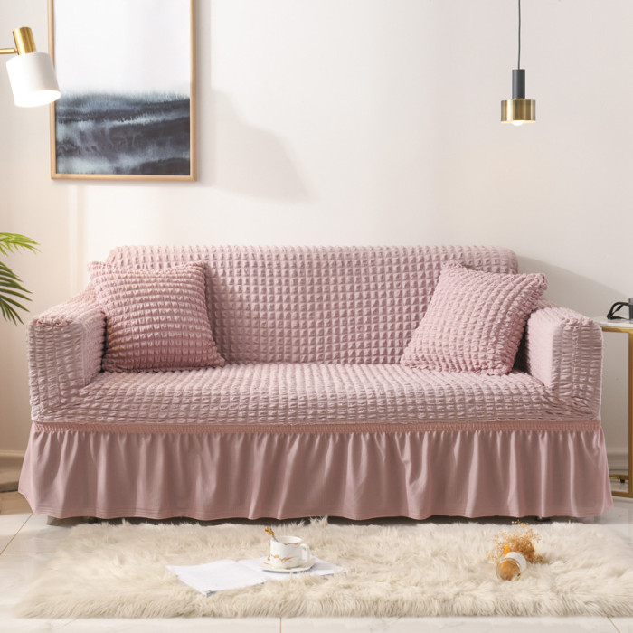 1pc Stretch Sofa Slipcover, Easy Fitted Sofa Couch Cover With Skirt, Durable Washable Universal High Elastic Furniture Protector