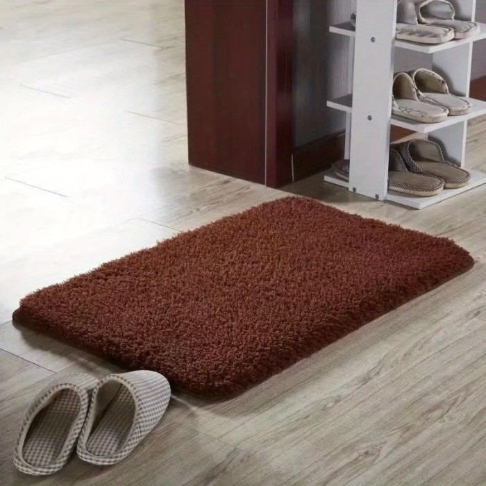 1pc Thick Plush Floor Mat, Soft And Comfortable Bathroom Carpet, Water Absorption And Anti-Slip Mat, Bathroom Door Mat, For Bedroom, Living Room, Kitchen, Bathroom