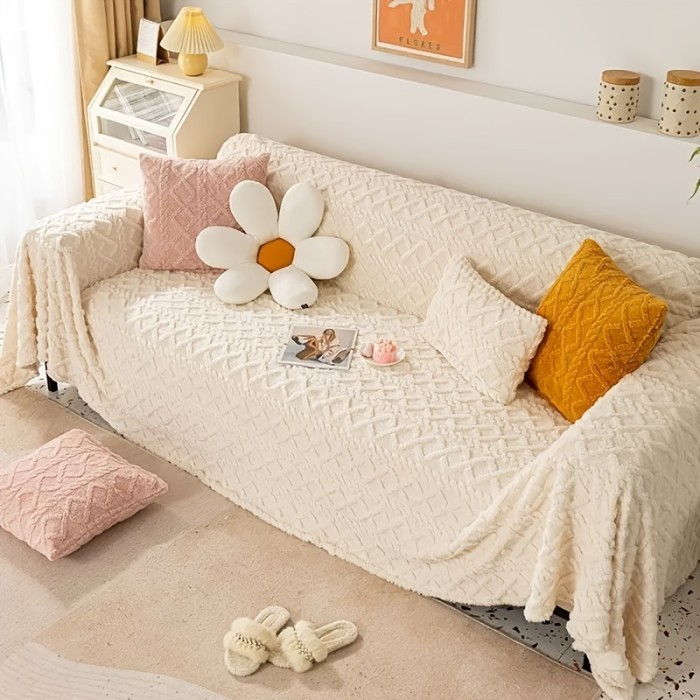 1pc Thick Anti-Scratch Soft Cushion Cover, Plush Sofa Slipcovers, Home Decor