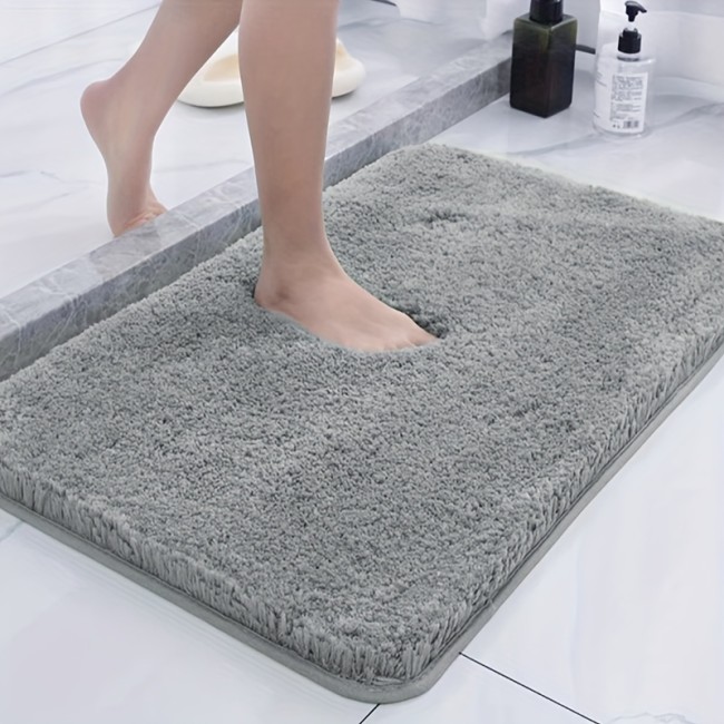 1pc Thick Plush Floor Mat, Soft And Comfortable Bathroom Carpet, Water Absorption And Anti-Slip Mat, Bathroom Door Mat, For Bedroom, Living Room, Kitchen, Bathroom