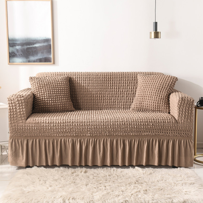 1pc Stretch Sofa Slipcover, Easy Fitted Sofa Couch Cover With Skirt, Durable Washable Universal High Elastic Furniture Protector