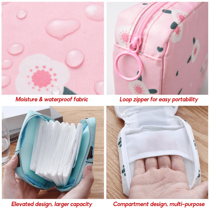 1pc Multi Function Travel Storage Bag Sanitary Napkin Pouch Large Waterproof Storage Bag Girls Travel Makeup Pouch Toiletries Cosmetic Organizer
