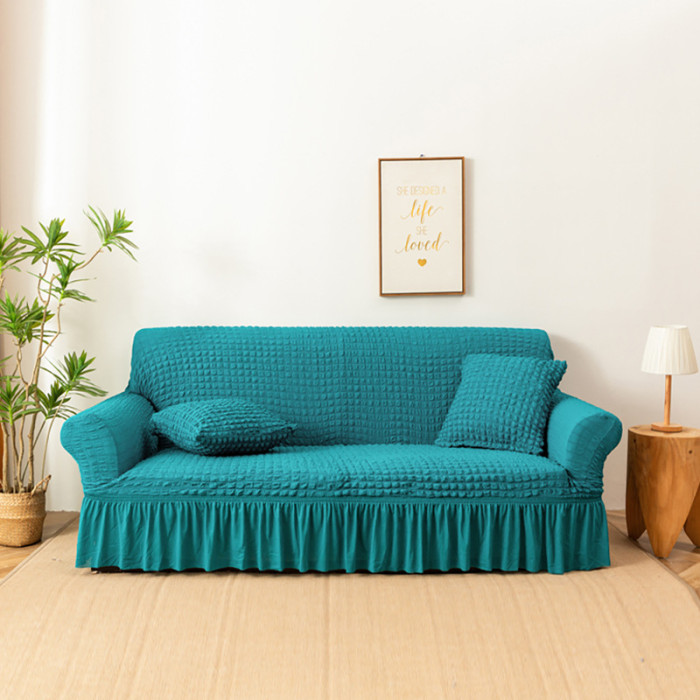 1pc Stretch Sofa Slipcover, Easy Fitted Sofa Couch Cover With Skirt, Durable Washable Universal High Elastic Furniture Protector