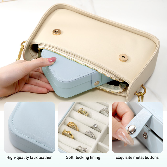 1pc Portable Jewelry Box, For Storing Jewelry, Ear Studs, Bracelets, Necklaces, Ring Storage Box
