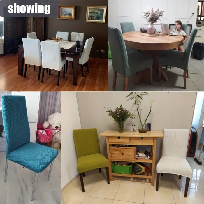 1pc Simple Modern Household Folding Jacquard Office Chair Cover With Flannelette Mesh Elastic Chair Cover, Dining Chair Seat Cover