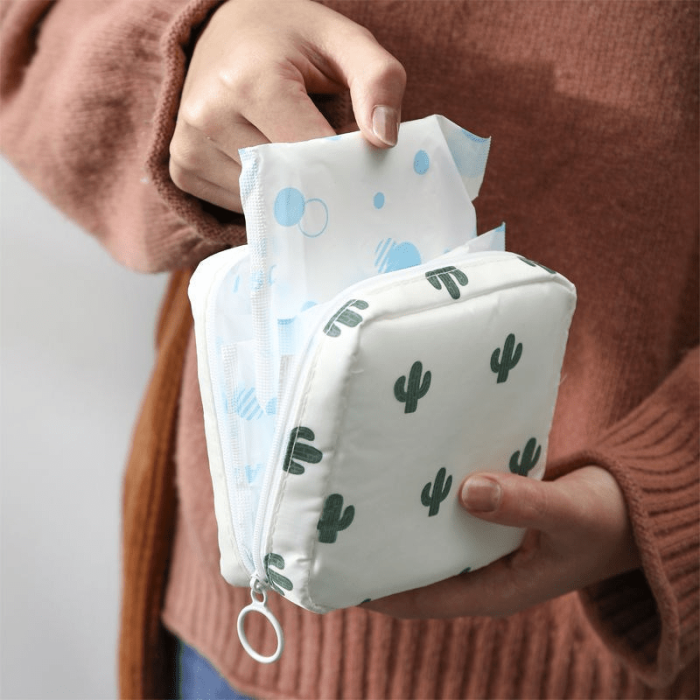 1pc Multi Function Travel Storage Bag Sanitary Napkin Pouch Large Waterproof Storage Bag Girls Travel Makeup Pouch Toiletries Cosmetic Organizer