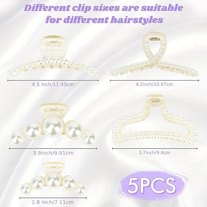 Faux Pearl Hair Claw Clip Elegant Non-Slip Hair Clip