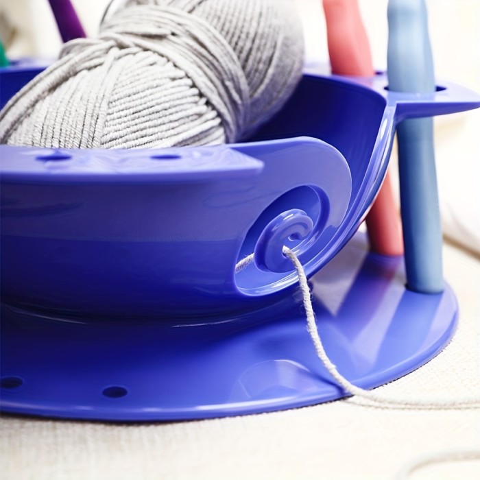Yarn Bowl With Crafting Hole, Knitted Storage Basket