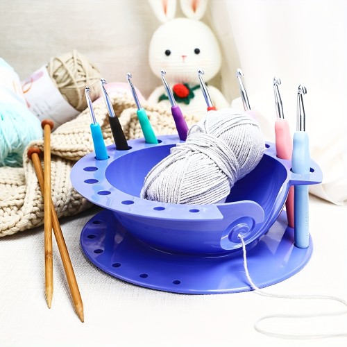 Yarn Bowl With Crafting Hole, Knitted Storage Basket