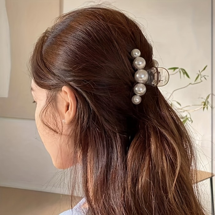 Faux Pearl Hair Claw Clip Elegant Non-Slip Hair Clip