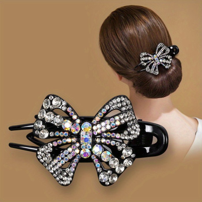 Rhinestone Butterfly Flexible Hair Claw Clip Vintage Hair Accessories