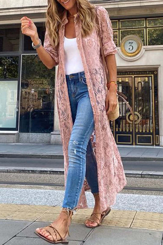Casual Solid Patchwork Buckle Turndown Collar Tops(3 Colors)