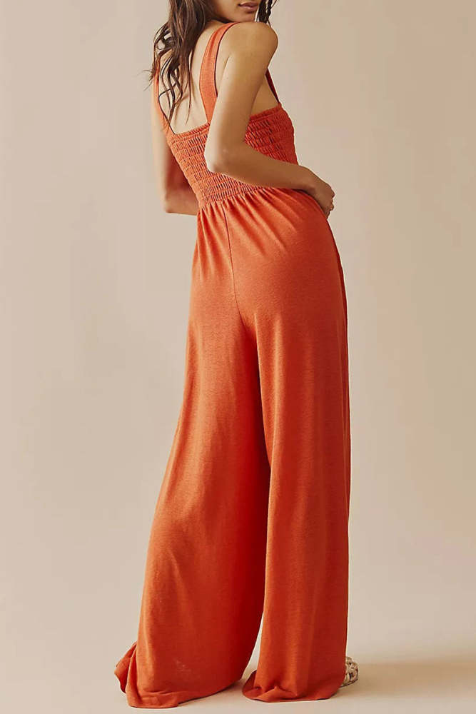 Casual Simplicity Solid Pocket Loose Jumpsuits