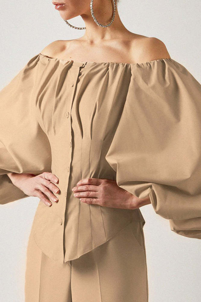 Fashion Casual Solid Patchwork Off the Shoulder Blouses(3 Colors)