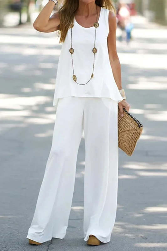 Casual Print Patchwork O Neck Sleeveless Two Pieces